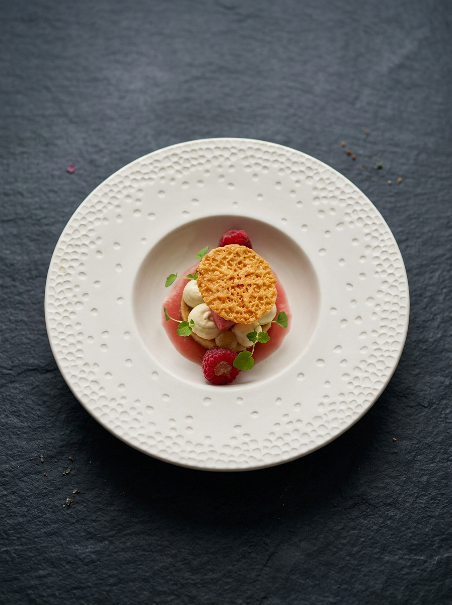 Dessert met krokante tuile
